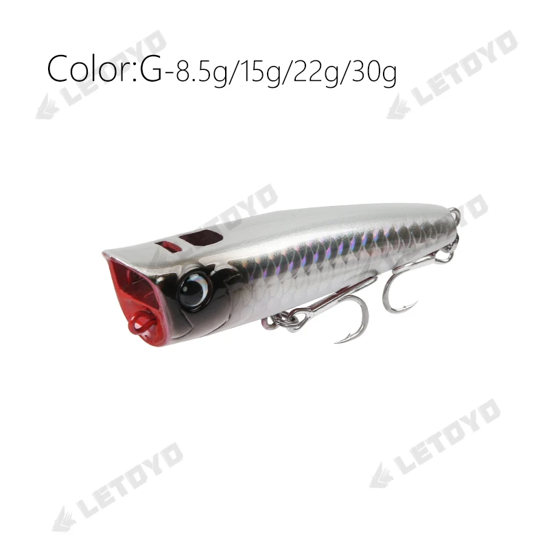 LETOYO Topwater Popper 8,5–30 g schwimmende Rock-Pop künstliche Hartköder für Barsch, Barsch, Hecht, Angelköder