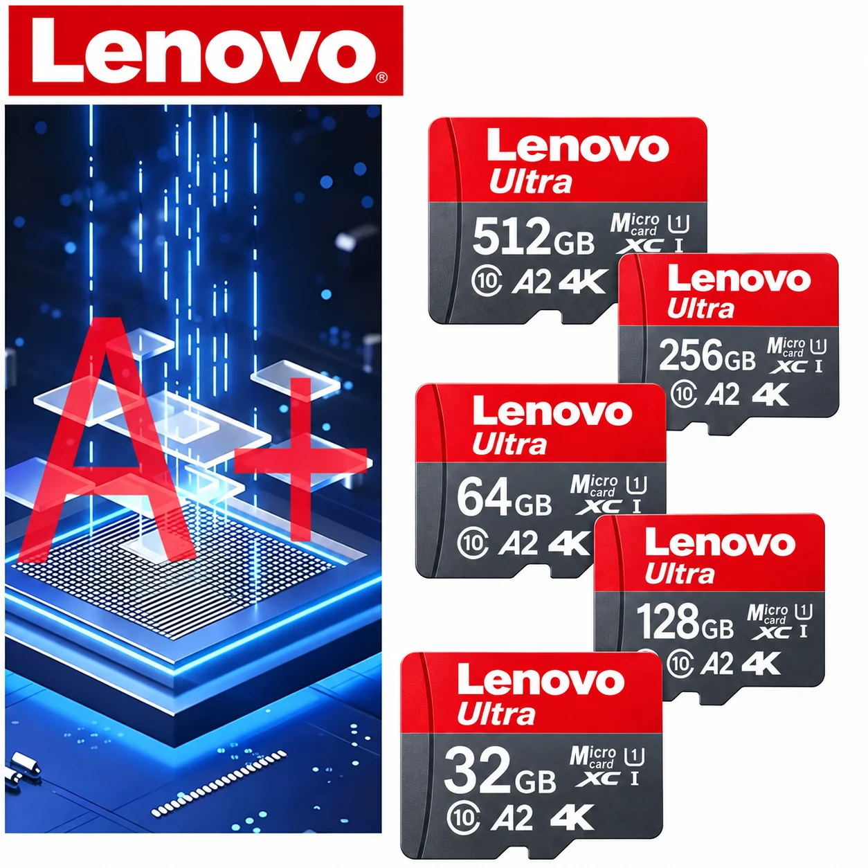 Original Lenovo Memory Card 256GB 128GB 64GB 32GB TF Micro SD Card Class 10 UHS-1 Flash Card Memory MicroSD for Samrtphone PC