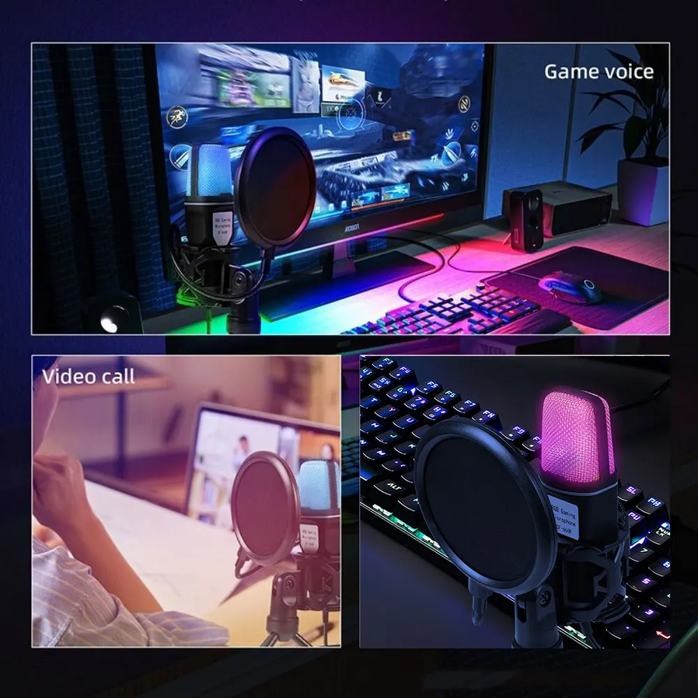 USB-microfoon RGB-microfoon Condensador Wire Gaming-microfoon voor podcast-opnamestudio Streaming Laptop Desktop PC