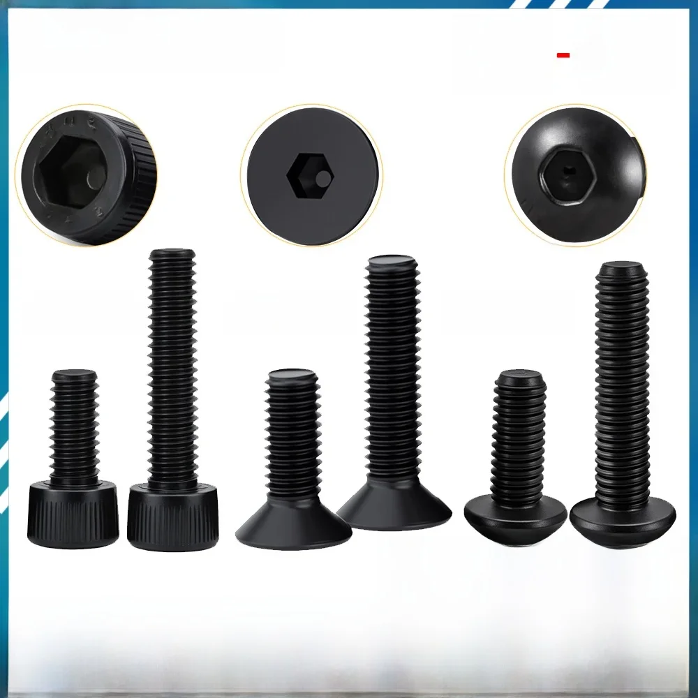 M2 M3 M4 M5 M6 Schwarzer Kohlenstoffstahl Innensechskantschraube Metrisches Gewinde Metall Maschinenschrauben DIN912 DIN7991 ISO380 DIY Sechskantschrauben