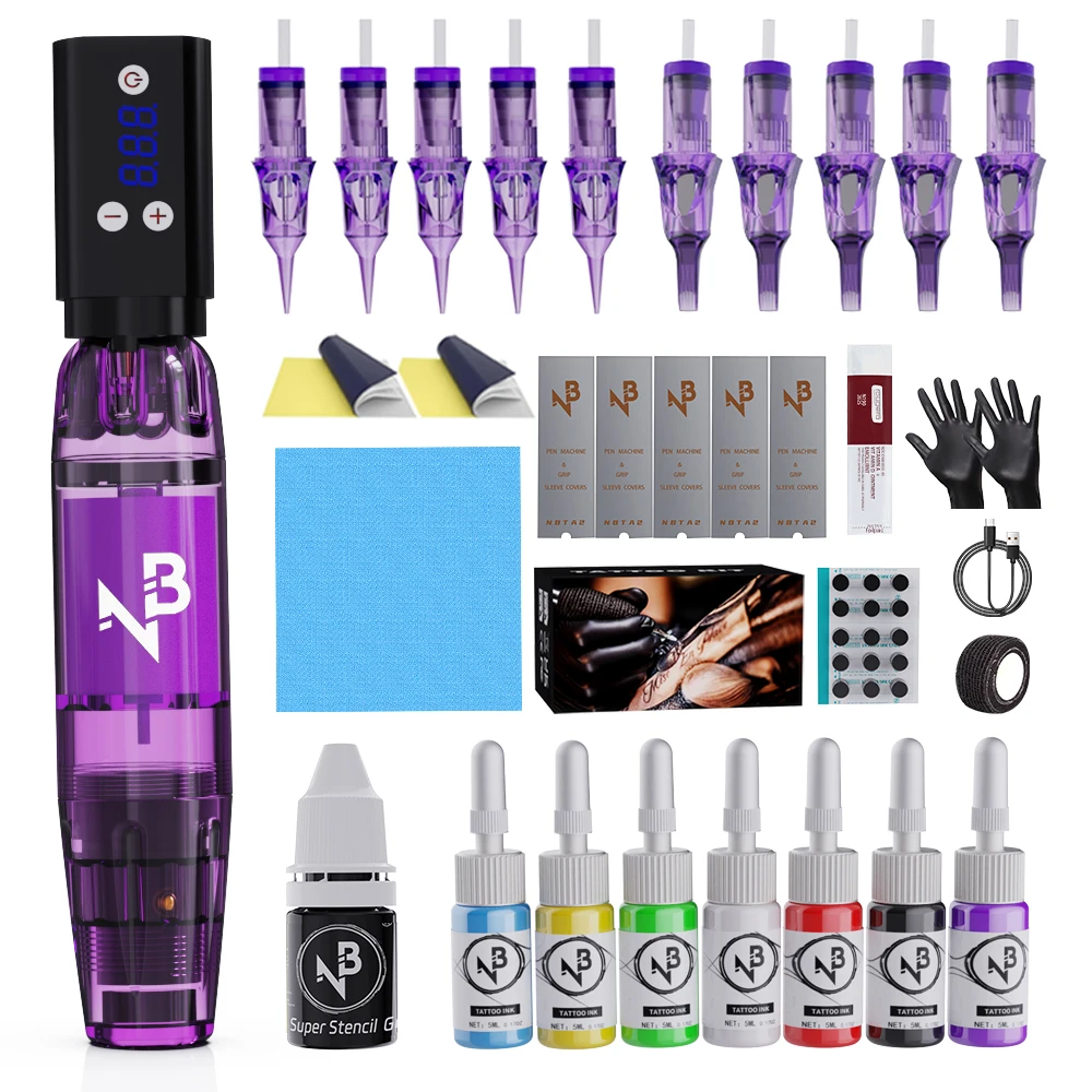 

Inksoul Wireless Tattoo Pen Set, Tattoo Battery USB Charging, 10 Needles, 7 Colors of Tattoo Ink and Mixing Cups, Etc