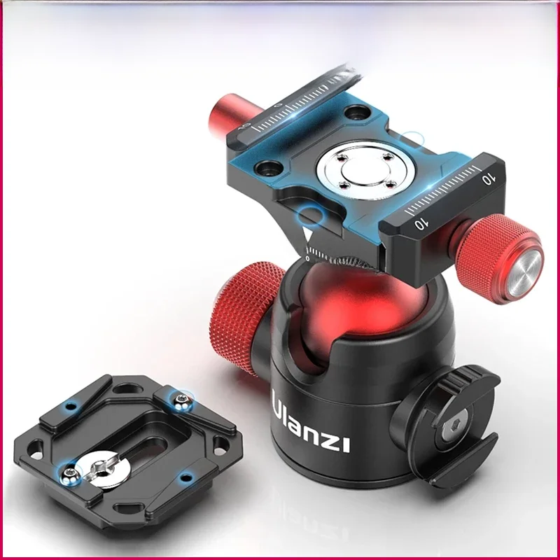 Ulanzi U-60 U-70 Metalowa głowica kulowa Pan Tilt Podwójna głowica statywu z zimnym butem Vlog Głowica statywu — zdjęcie produktu 7