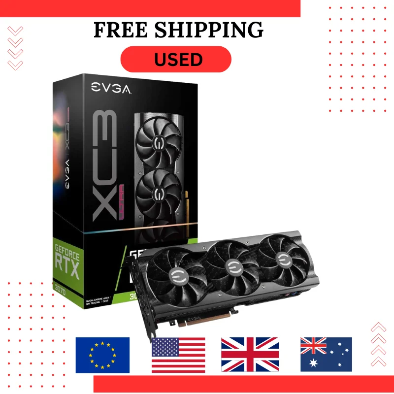 بطاقة رسومات EVGA GeForce RTX 3060 XC BLACK GAMING سعة 12 جيجابايت GDDR6 مستعملة