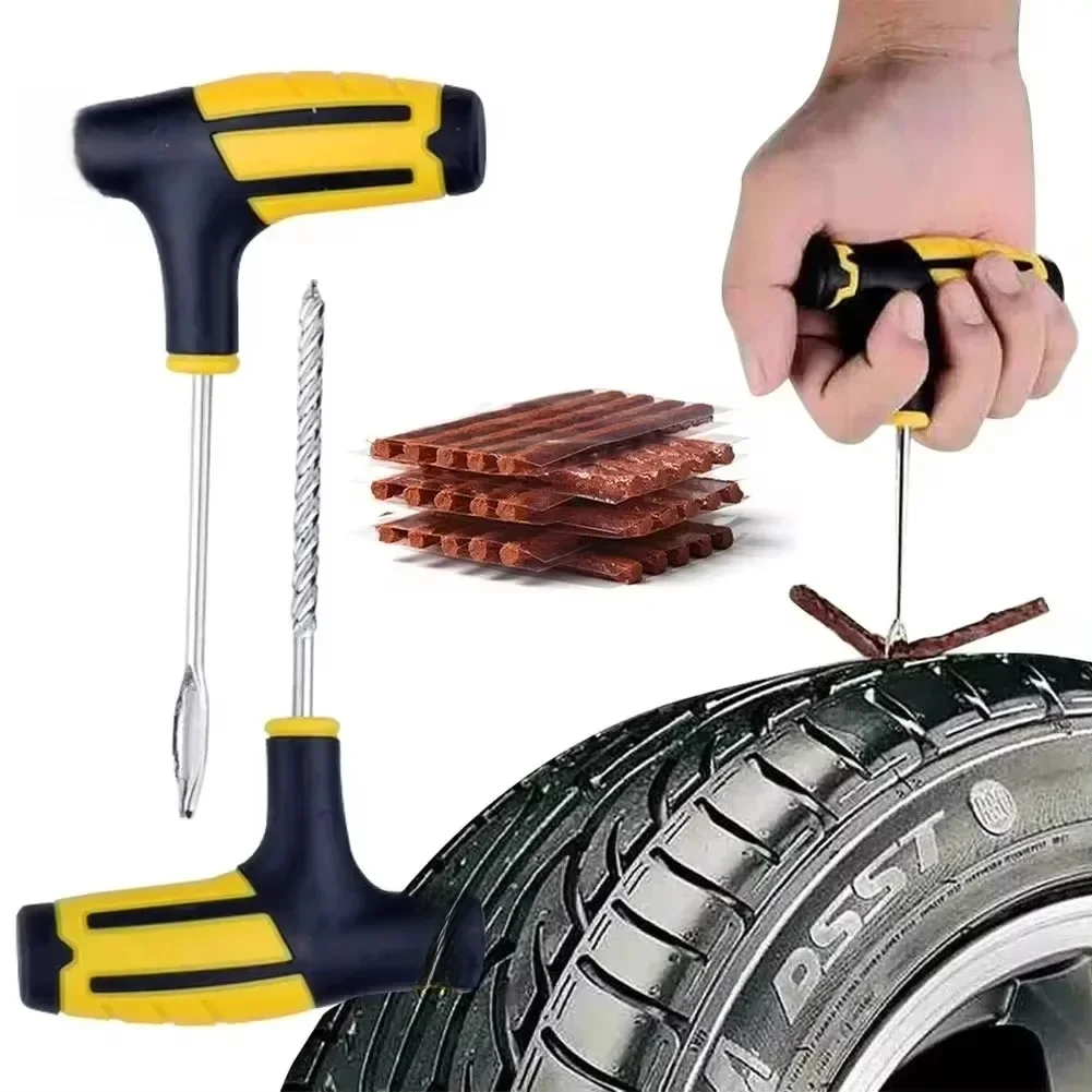 AliExpress NONE Car Tire Repair Tool Tire Repair Kit Studding Tool Set Auto Bike Tubeless Tire Tyre Puncture Plug Garage Tools with Rubber Strip
