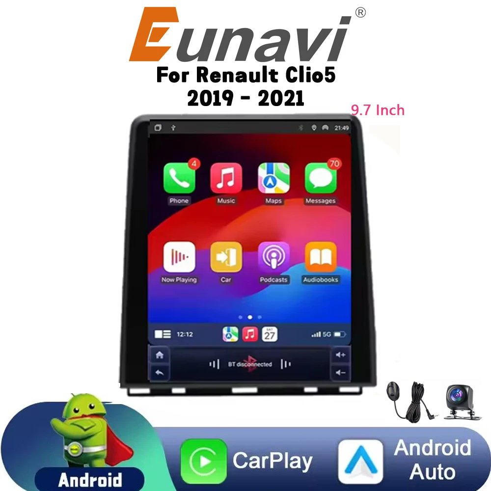 Autoradio multimédia Android pour Renault Clio 5 2019-2021 Carplay 4G Wifi GPS RDS DVD Stéréo DSP