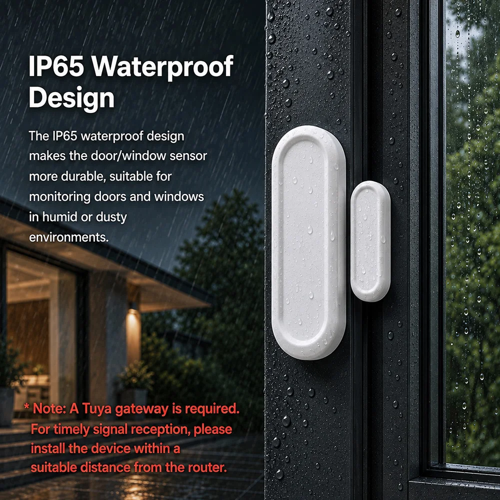 Tuya Zigbee IP65 Waterproof Door Window Sensor Outdoor Magnetic Contact Security Alarm For  Zigbee2MQTT Alexa Yandex Alice