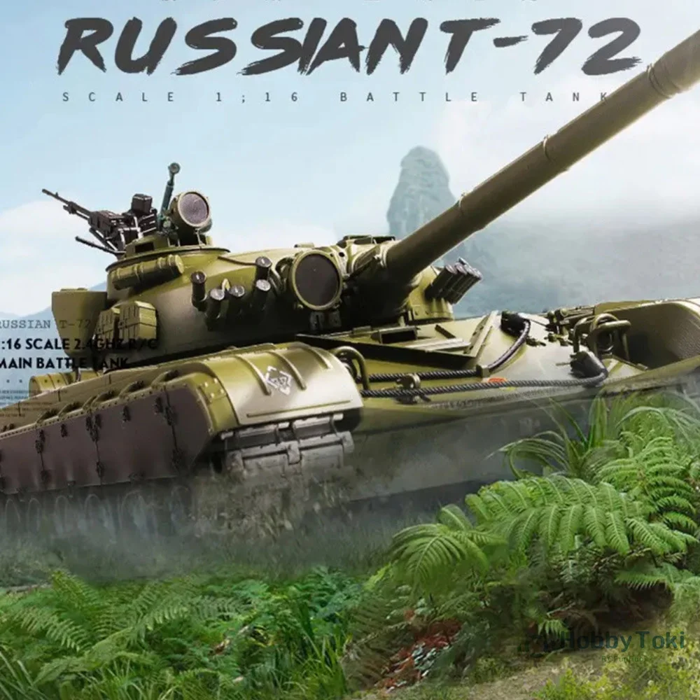 1/16 Russian T-72 RC Main Battle Tank Military WW2 Army Vehicles Remote Control Toys Soviet T72 HL 3939 Edition V7 HobbyToki