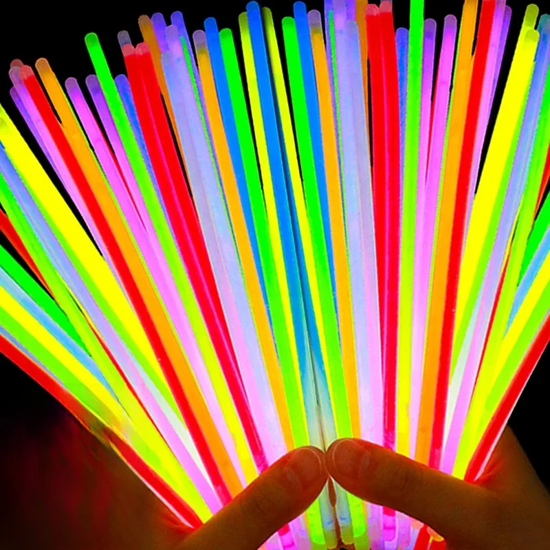 Bâtons lumineux multicolores fluorescents lumineux, Bracelet pliable à lumière colorée, bâton lumineux pour décoration de fête, jouets pour enfants