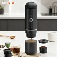 Electric Portable Espresso Coffee Machine for Car & Home Camping Coffee Maker 2-in-1 Capsule Powder WirelessTravel Coffee Make