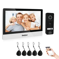 TMEZON WiFi Video Deurtelefoon 10zoll Touchscreen met 1080P Bedrade Deurbel APP/Card Swipe/Monitor tuya