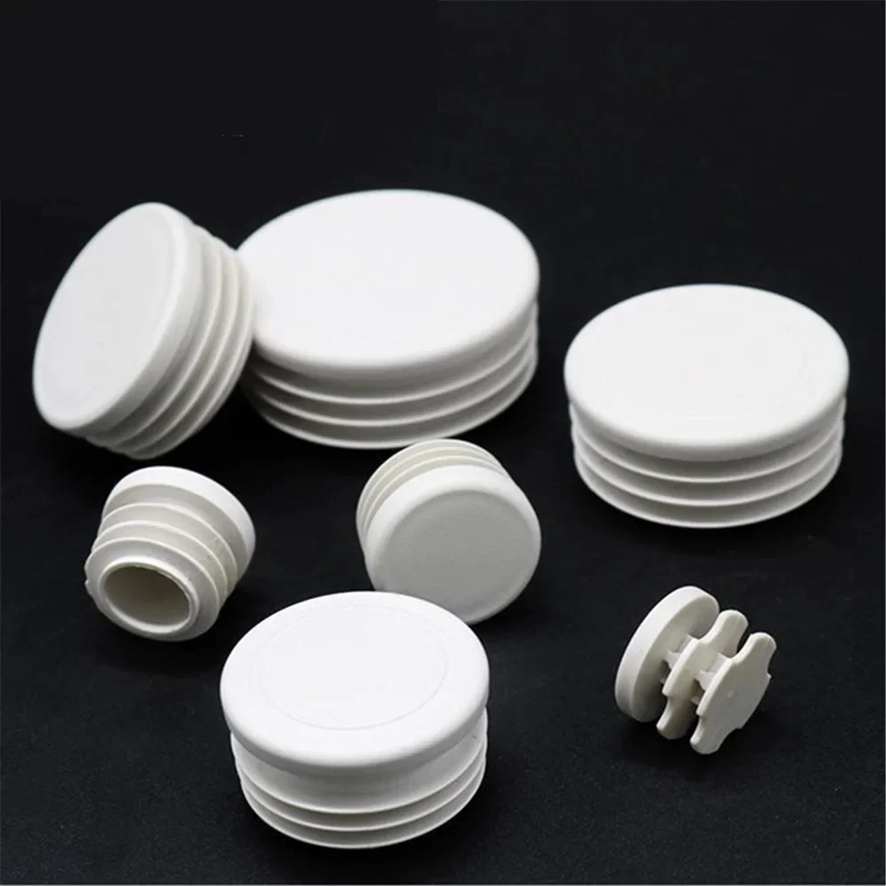 Embouts blancs ronds en plastique, inserts de tuyaux, bouchon de tube, diamètre 16mm, 19mm, 22mm, 25mm, 28mm, 30mm, 32mm, 38mm, 40mm, 42mm, 45mm, 50mm, 63mm, 70mm, 74mm, 76mm, 80mm, 90mm, 100mm