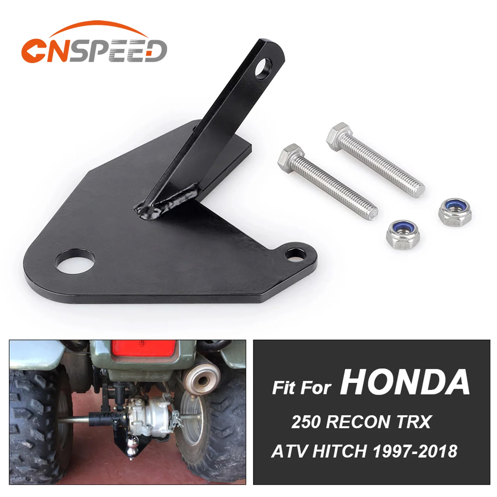 For Honda TRX250 Recon 1997-2014 Black Motorcycle Rear Trailer Hitch Receiver Ball Mount 3/4'' Compatible