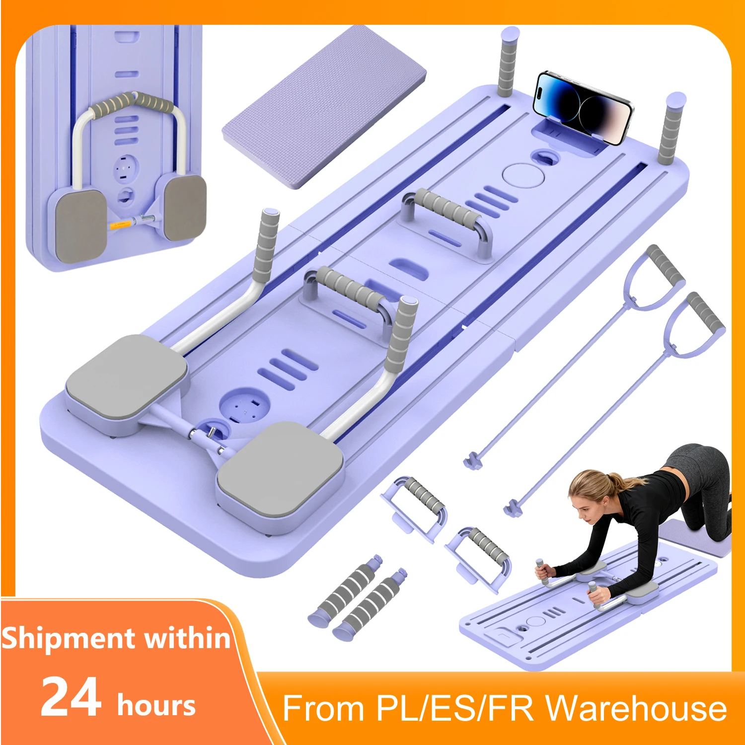 Planche de fitness pliable Pilates Reformer, entraînement complet du corps, rebond automatique, multifonction, planche d'entraînement abdominal, planche de pompes