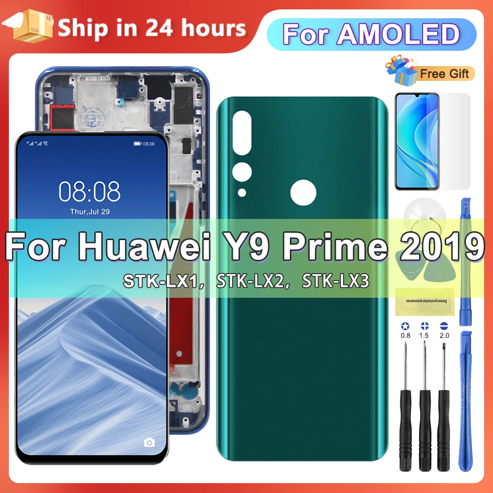 6.59'' AMOLED Display For Huawei Y9 Prime 2019 Lcd Touch Screen Digitizer Assembly For huawei P Smart Z STK-LX1 LCD Replacement