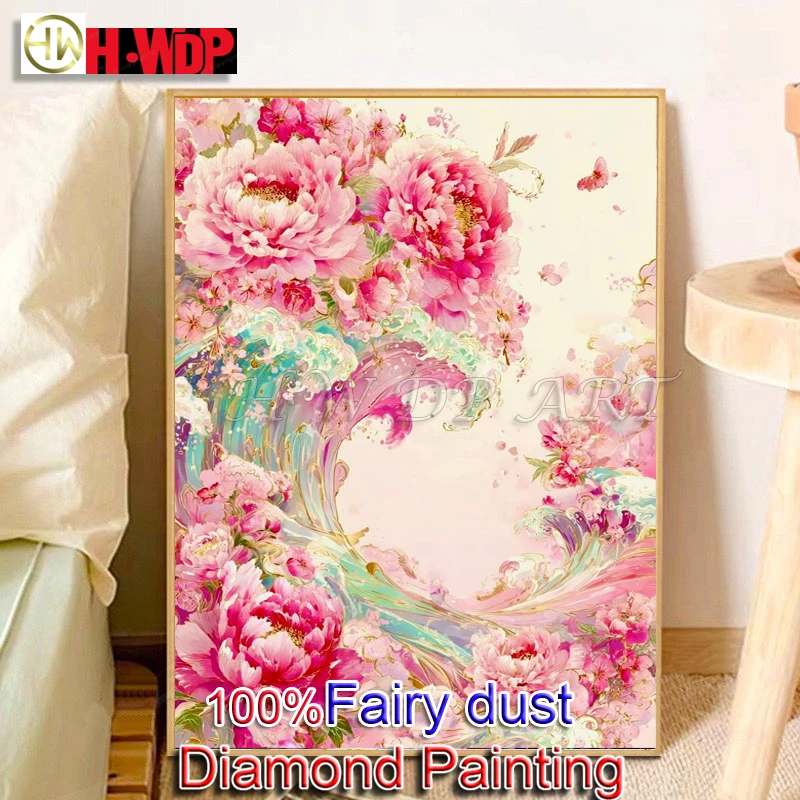 Набор для алмазной вышивки HWDP 100% Fairy Dust: Алмазная живопись с цветами, квадратные стразы, вышивка крестом, настенный декор, полное хрустальное украшение