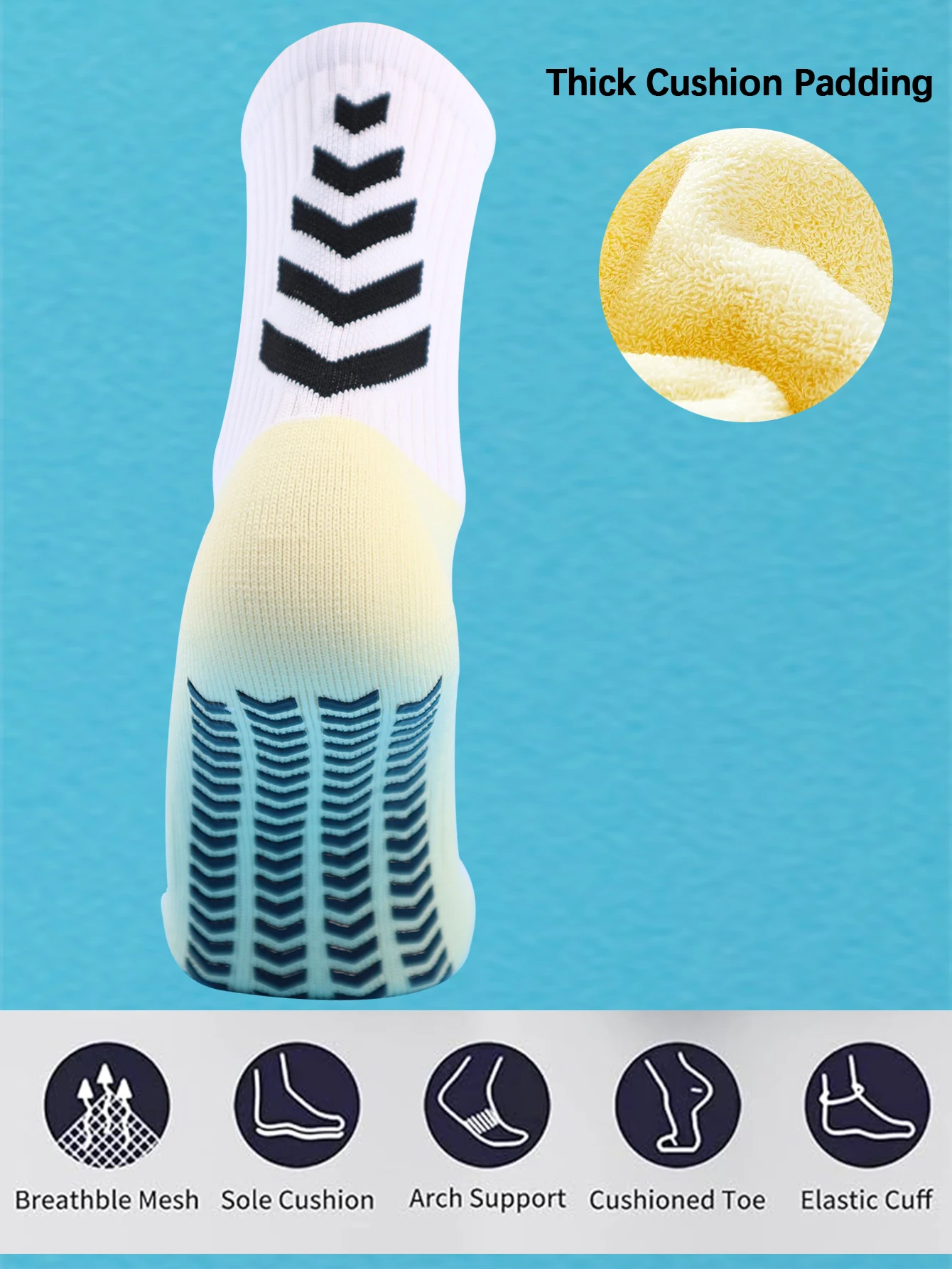 1 Pair New Men Women Soft Breathable Anti-slip Football Socks Running Soccer Basketball Cycling Sports Grip Socks