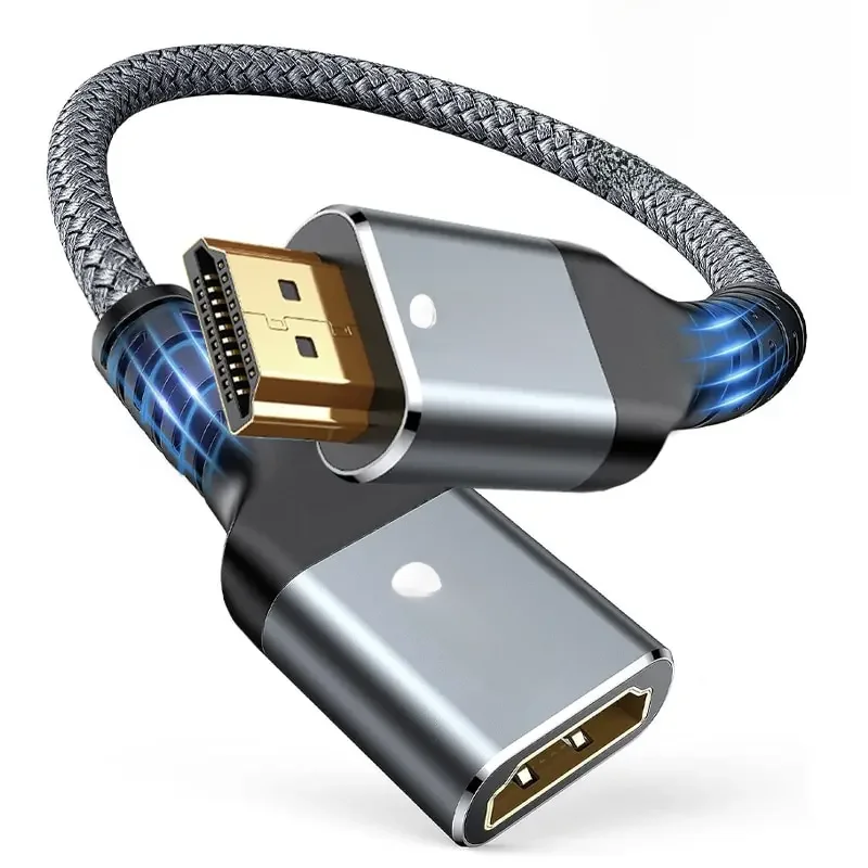 Câble d'extension tressé HDMI 2.1 8K mâle vers femelle, adaptateur d'extension pour Roku TV, PS5, HDTV, Blu-ray, 8K @ 60Hz, 4K @ 240Hz