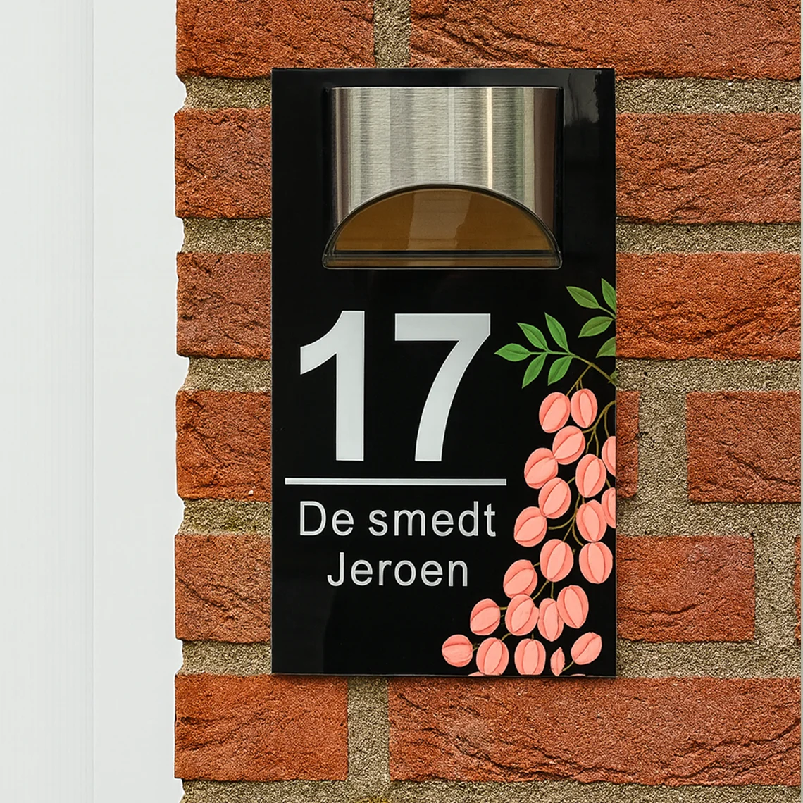 

Наружные солнечные фонари, акриловая вывеска с номером дома с цветочным принтом, персонализированная входная вывеска для дома, водонепроницаемая адресная табличка