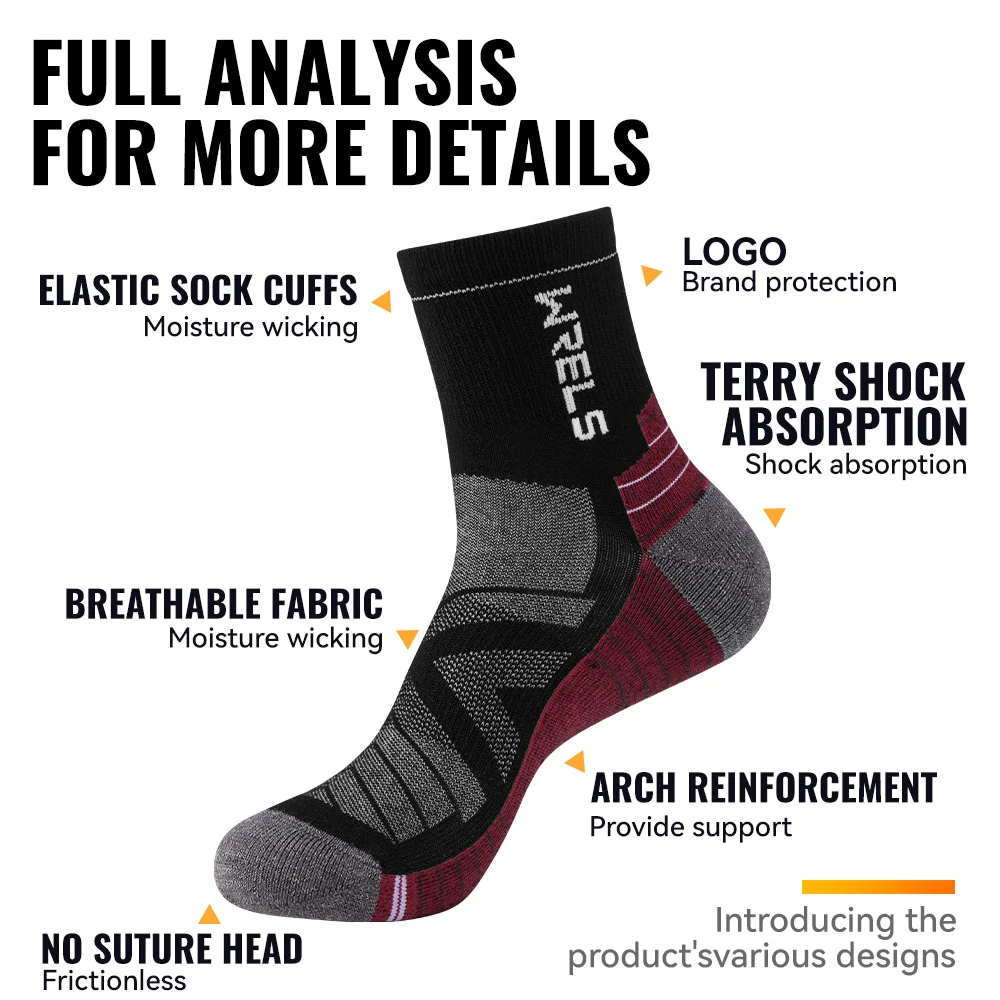 WRELS 1/2/3Pairs ميرينو جوارب من الصوف. سميكة جوارب للمشي لمسافات طويلة الجوارب الحرارية الرطوبة فتل الجري التنزه المضادة للانزلاق الشتاء جوارب من الصوف. #6