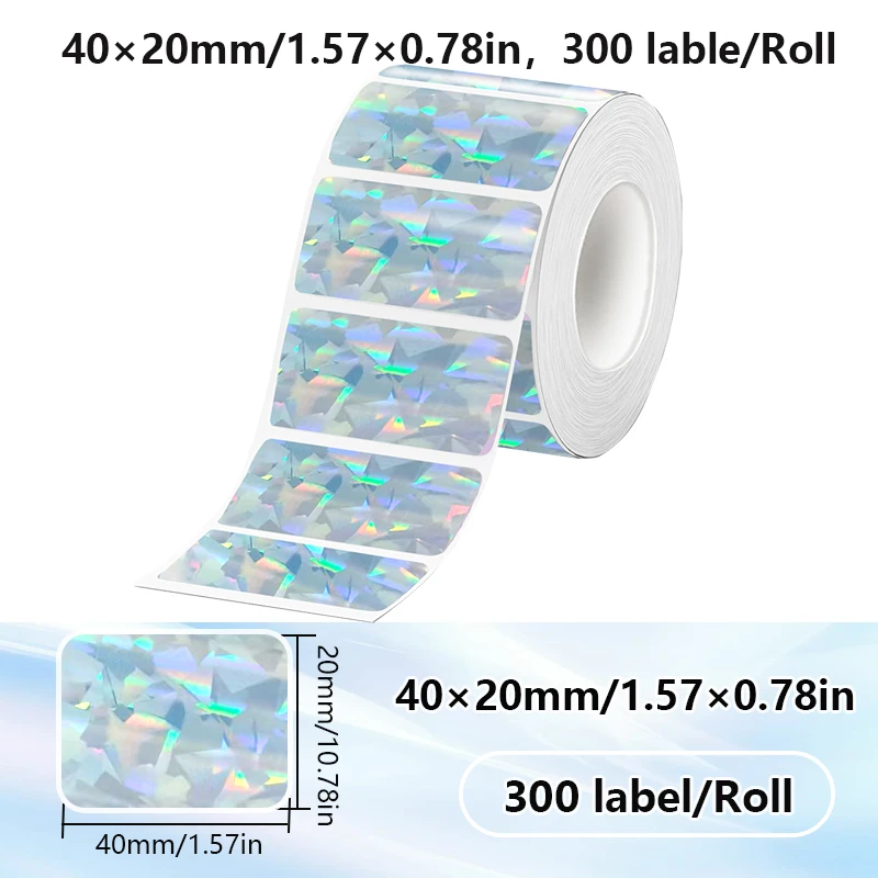 40x20MM Kompatibel mit Phomemo M110 M220 M200 Selbstklebendes Farblaser-Thermopapier, E210 P50 Detong P1 HPRT T20 MAKER