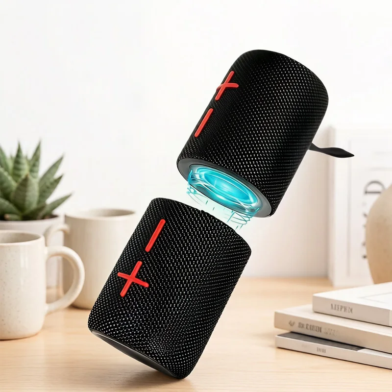 

2 in 1 Portable Wireless Bluetooth Speaker with RGB Lights, Rotating Stereo Sound Speaker Support TF Card and AUX Input