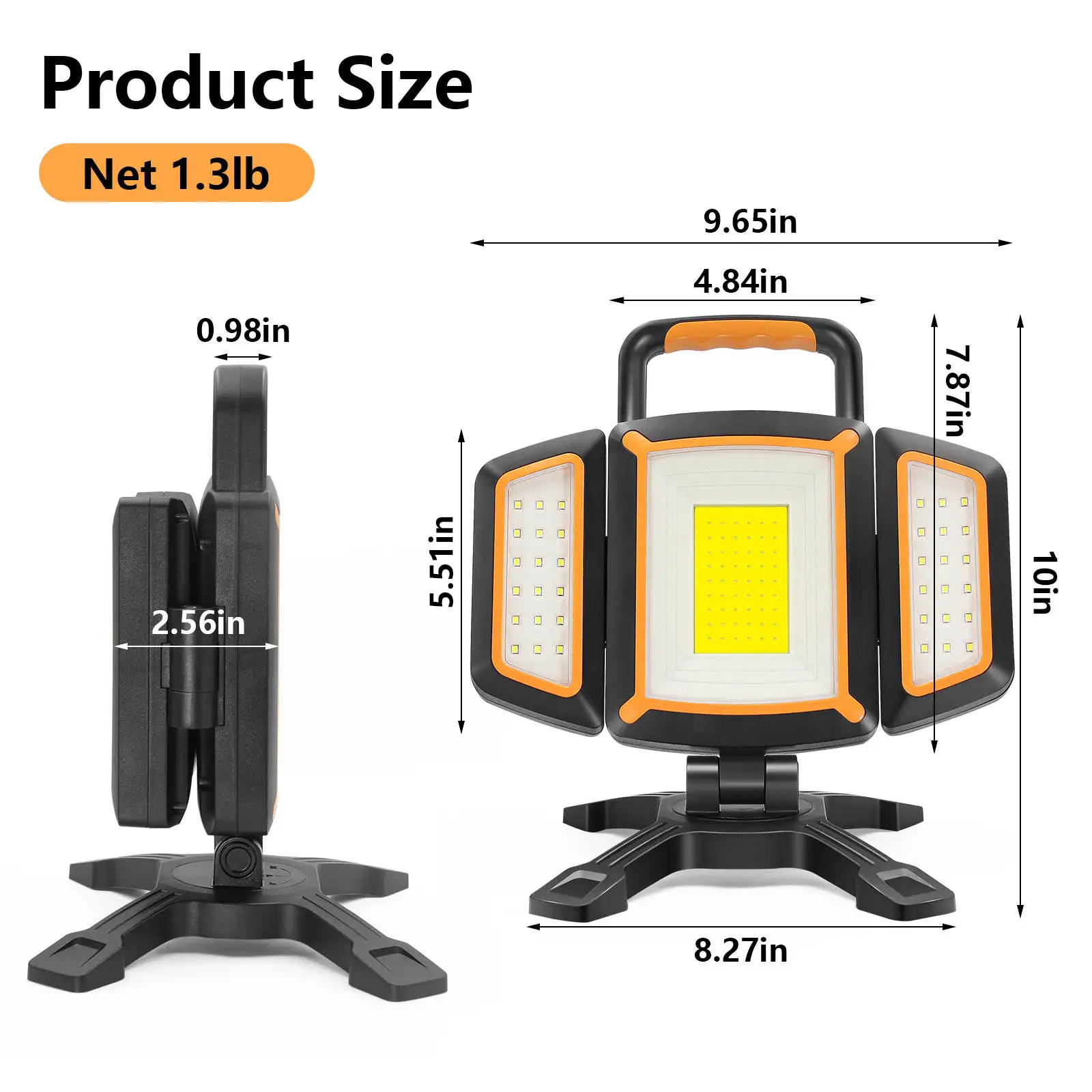 30W Rechargeable Work Light 3000 Lumen Magnetic Work Light Battery Powered Portable Workshop Garage Camping Car Repairing