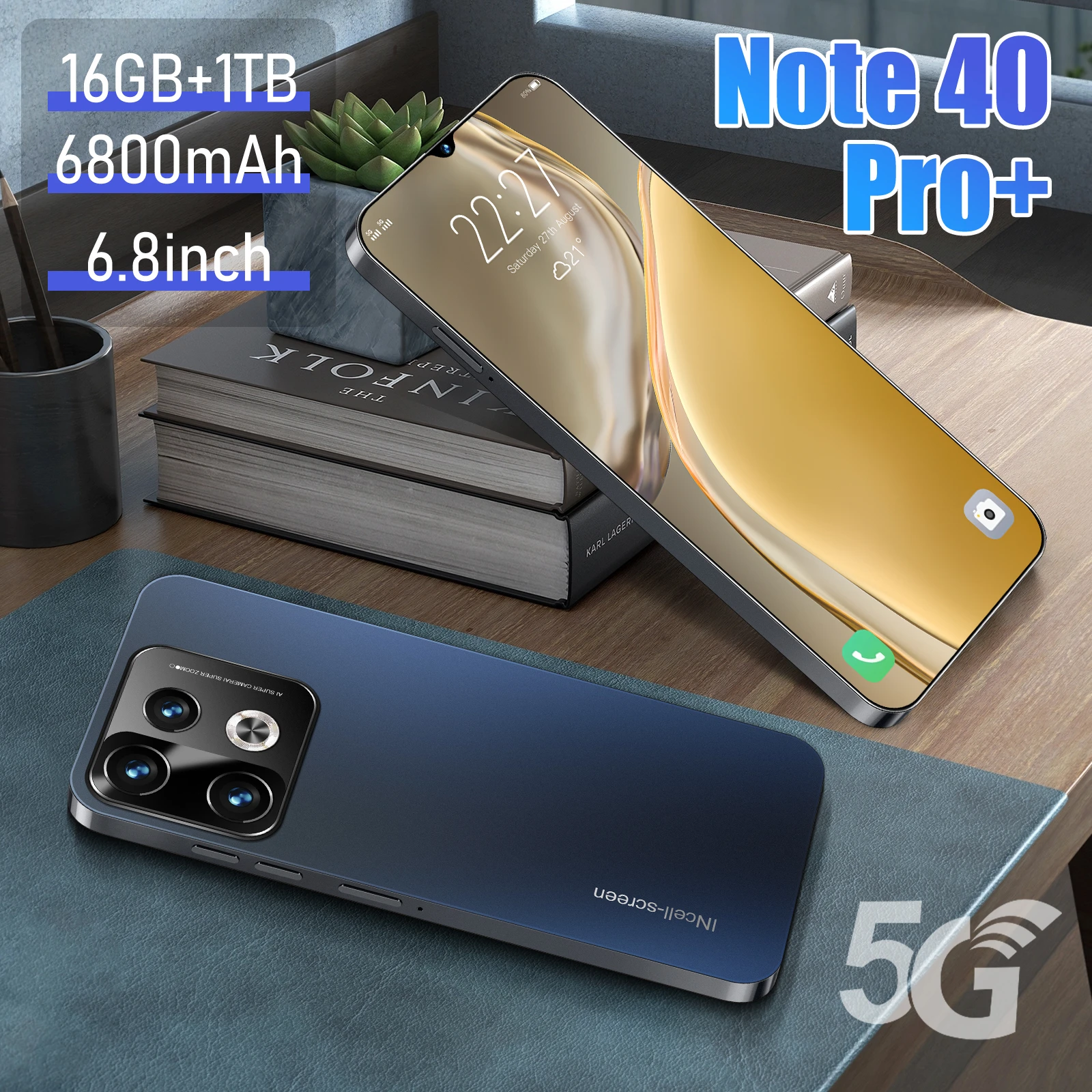 

2024 New Note 40 Pro Smartphone 6.8 Inch CellPhone Android14 Mobile Phone 16GB+1TB 6800mAh 5G 108MP Dual SIM Card Global Version