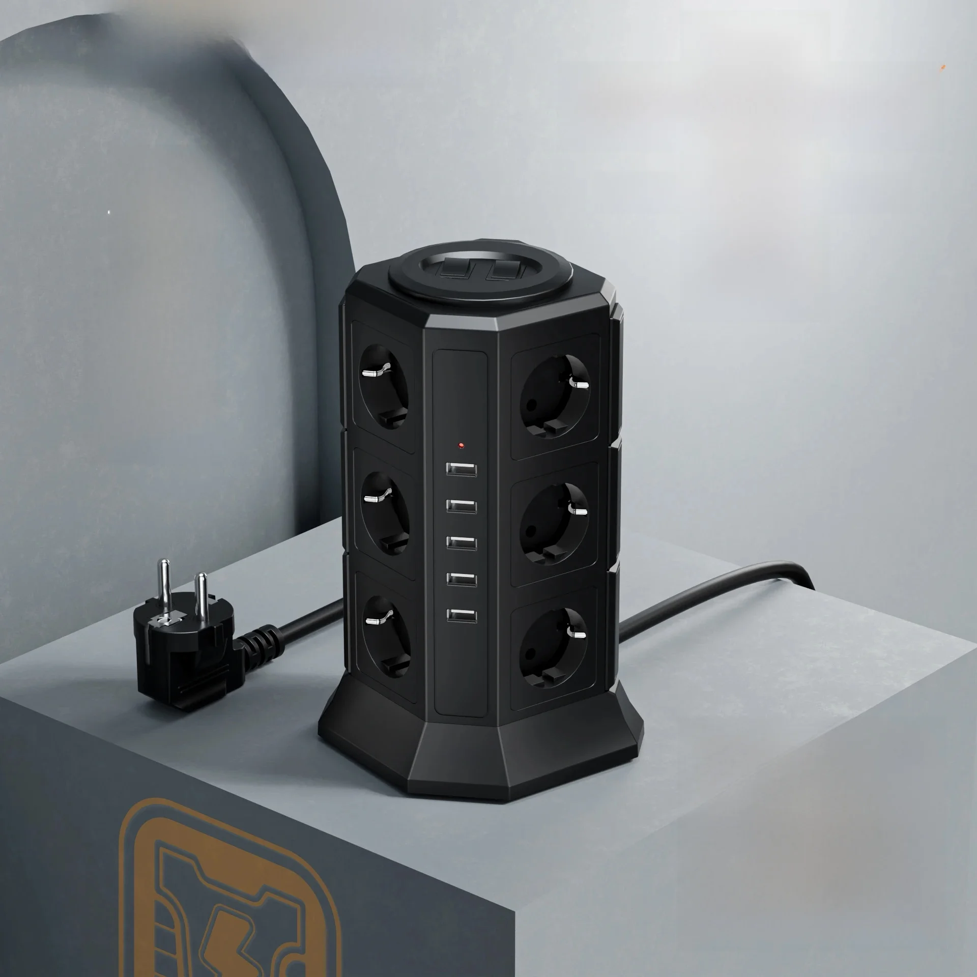 TESSAN Tower Power Strip Multiple Socket with 12 Outlets 5 USB Port 2M Extension Cable EU Plug Vertical Electric Socket for Home