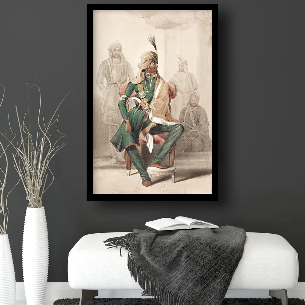 Sikhism Emily Eden Rajah Heera Singh Painting Vintage Wall Art Canvas Poster Print Portrait Picture Living Room Home Wall Decor