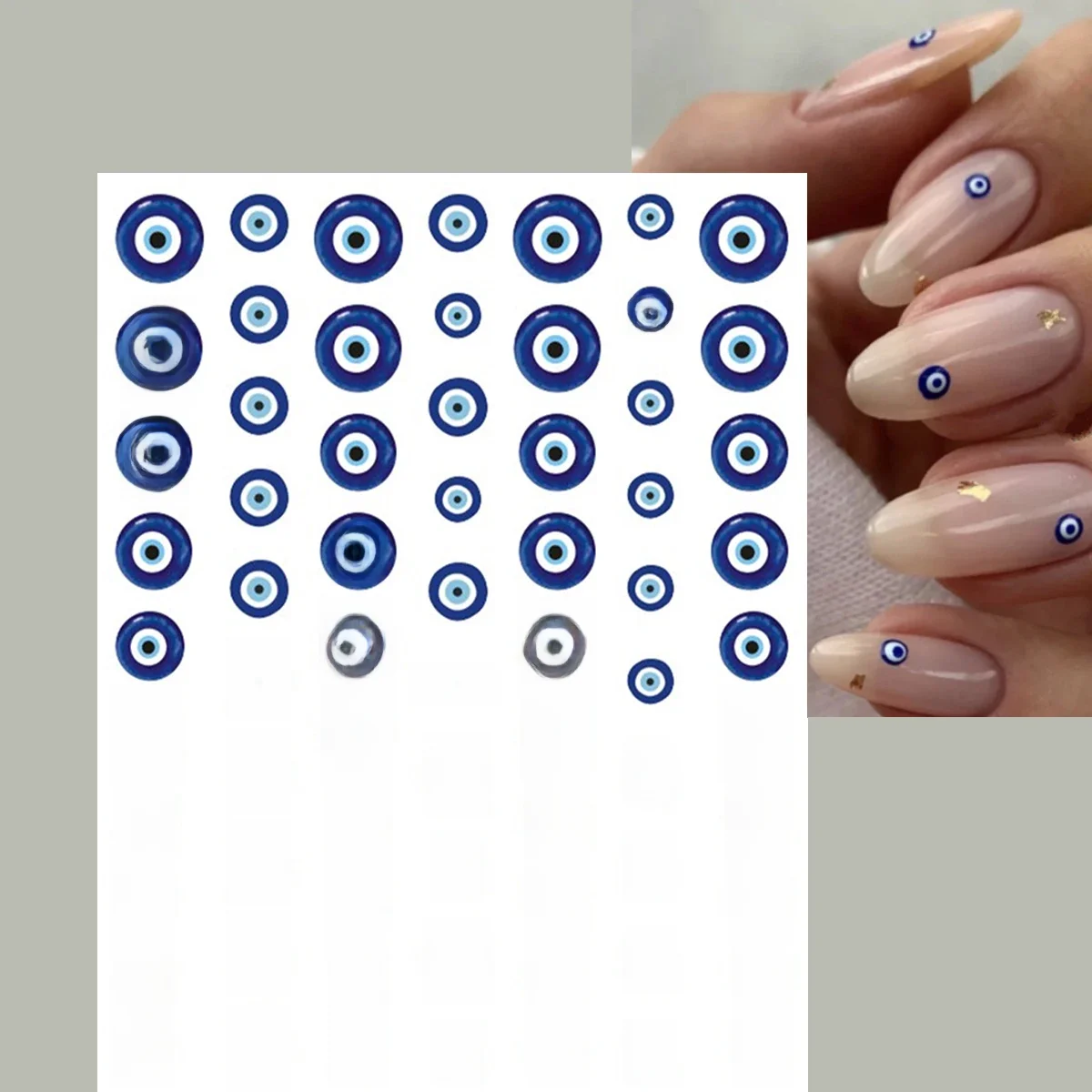 Neue 3D-Nagelaufkleber für Mädchen, blauer böser Blick, selbstklebende Nagelaufkleber im