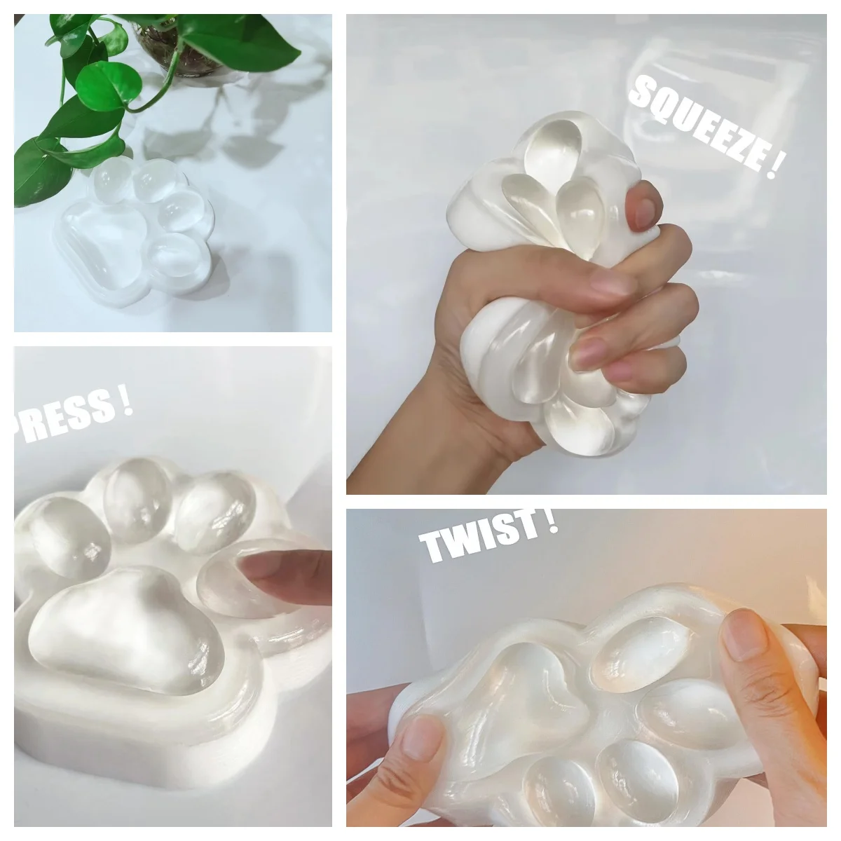 

Мягкая игрушка-антистресс «Кошачья лапа», прозрачная, для снятия стресса, высокоэластичная, для снятия напряжения с рабочего стола (белая)