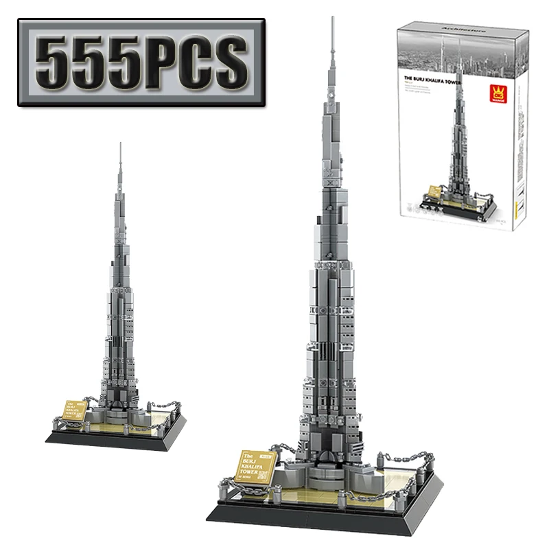 555PCS Dubai Burj Khalifa City Street View Building Blocks Set Creative DIY Models Puzzle Toy for Home Decor