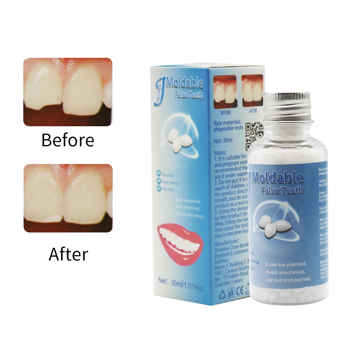 

5Boxes 30ML Temporary Tooth Repair Kit Filling Teeth Gaps Moldable False Teeth Solid Glue Denture Adhesive