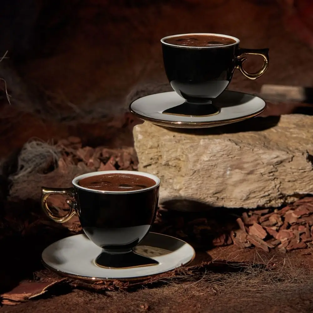 

100 ml 2 Person Coffee Cup Kitchenware Coffee Accessories Tea and Coffee Set Lux Cup and Saucer Espresso New Home Gift Birthday