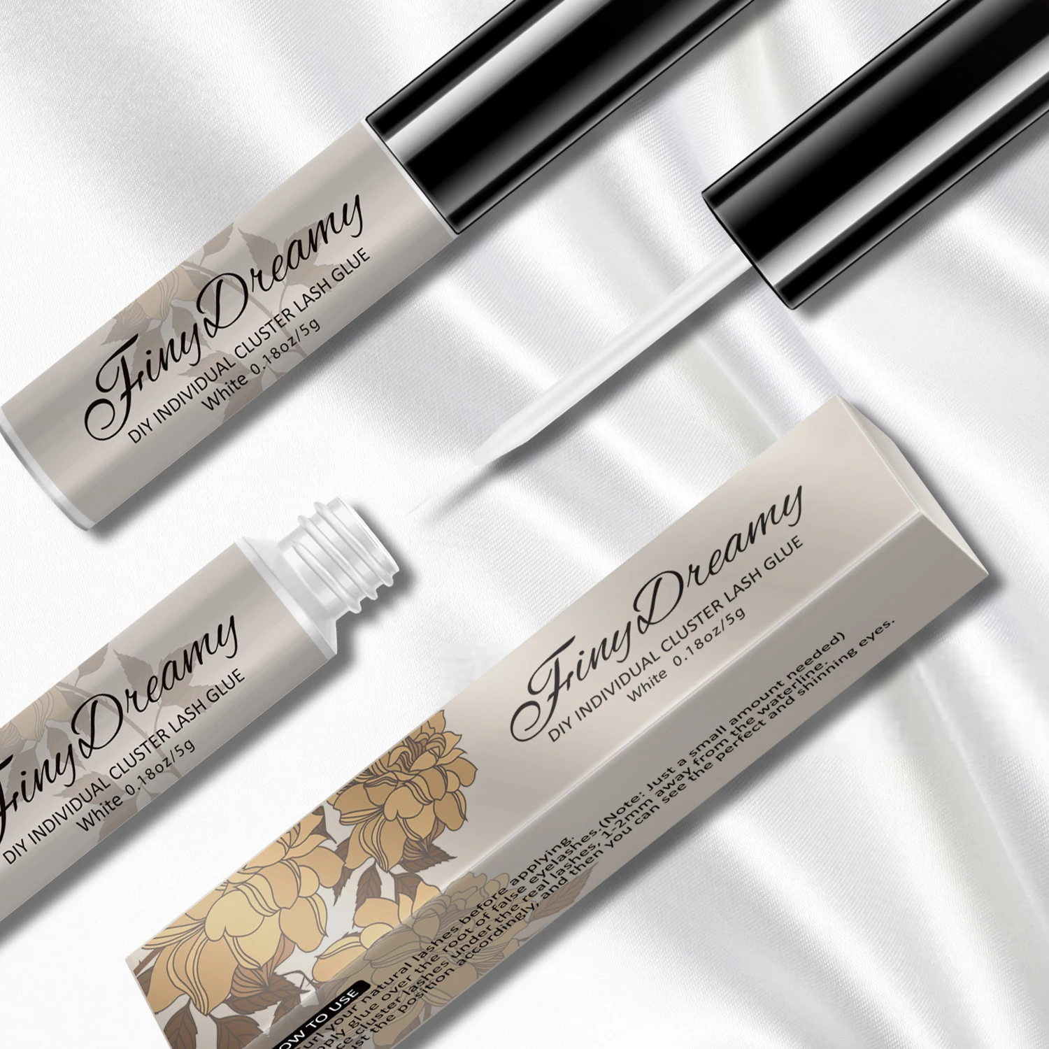 FinyDreamy DIY Cluster Eyelash Glue Made in Korea White Black Adhesive Latex Free Lash Glues Mink Eyelashes Makeup Cosmetic Tool