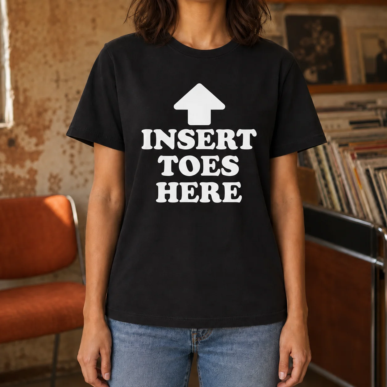 Women's & Men's  Short-Sleeve Round Neck Casual Streetwear Top - Funny Insert Toes Here Design，Tshirt, Graphic Tee