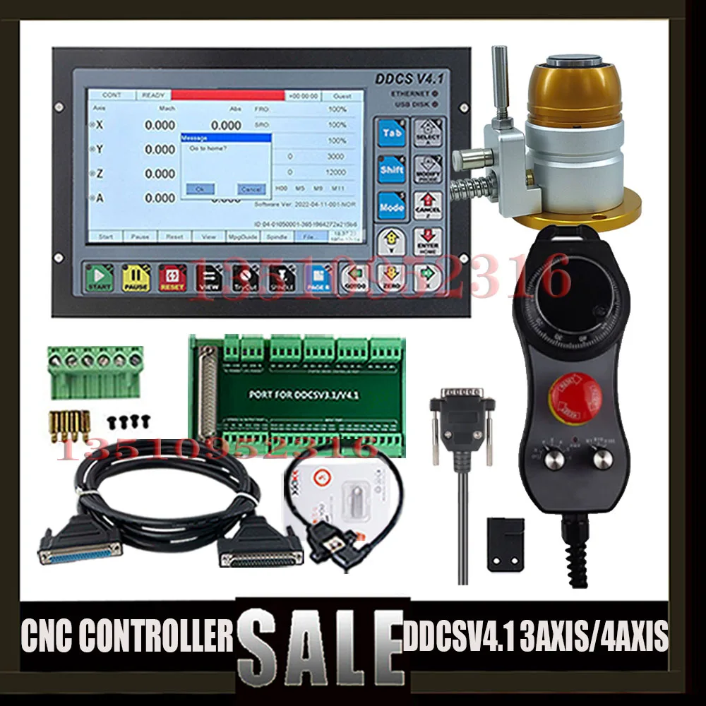 Ddcs V4.1 Cnc Control System 3 Axis 4 Axis Engraving Machine Controller Kit Z Axis Probe 500k G Code Pulse Support Servo Spindle