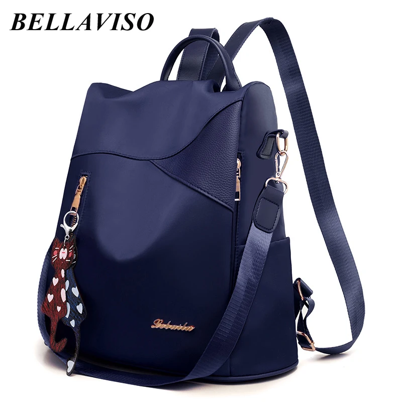 

BellaViso Solid Color Women's Backpacks Trendy Large Capacity Oxford Waterproof Travel Anti Theft Single Shoulder Bags BLBP-08