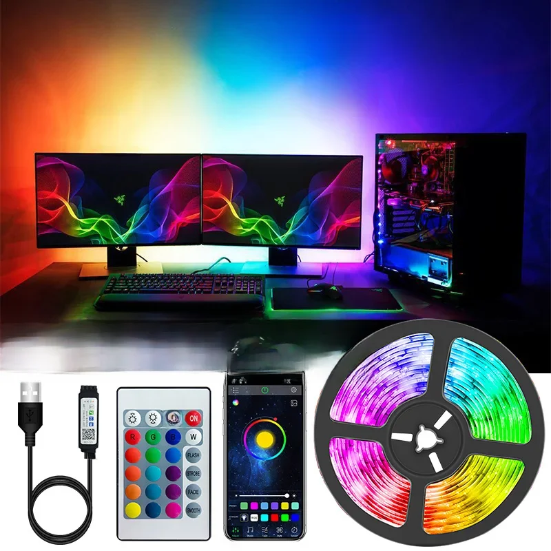 Bande LED 5V USB Flexible TV rétro-éclairage lampe 5050 RGB bande Diode téléphone Bluetooth APP lumières de fond pour chambre Luces Led
