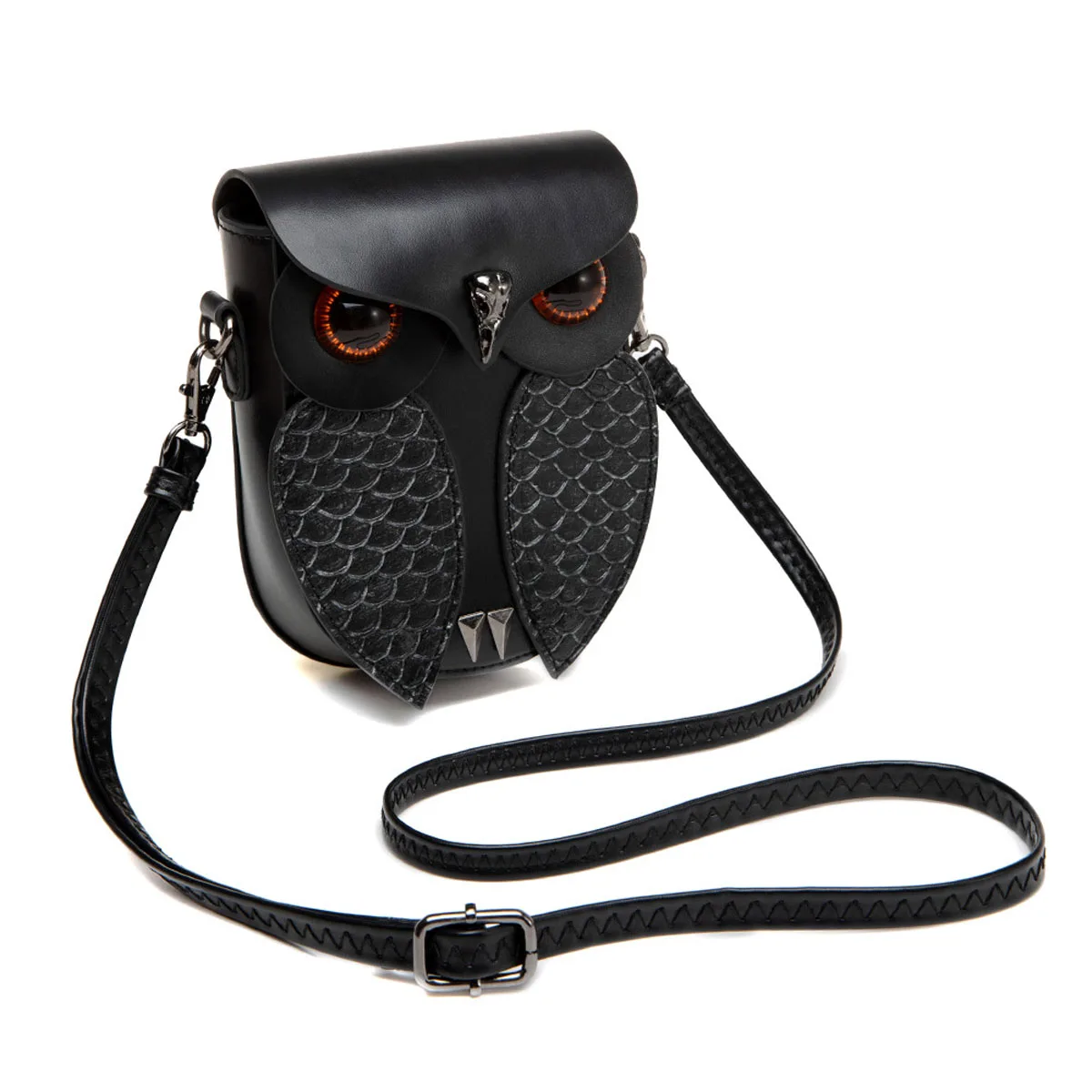 Chic Vintage Owl Shaped Women\'s Shoulder Bag PU Flip Women\'s Steampunk Owl Crossbody Small Bag with Adjustable Shoulder Strap