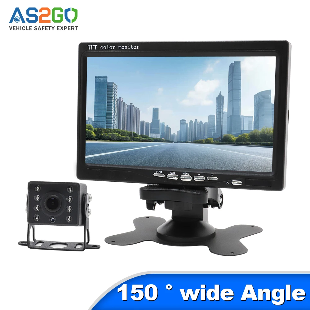 

1080P AHD Backup Camera System with 7 Inch Screen Starlight Night Vision Reverse Monitor for Truck Bus Rear Parking Assistance