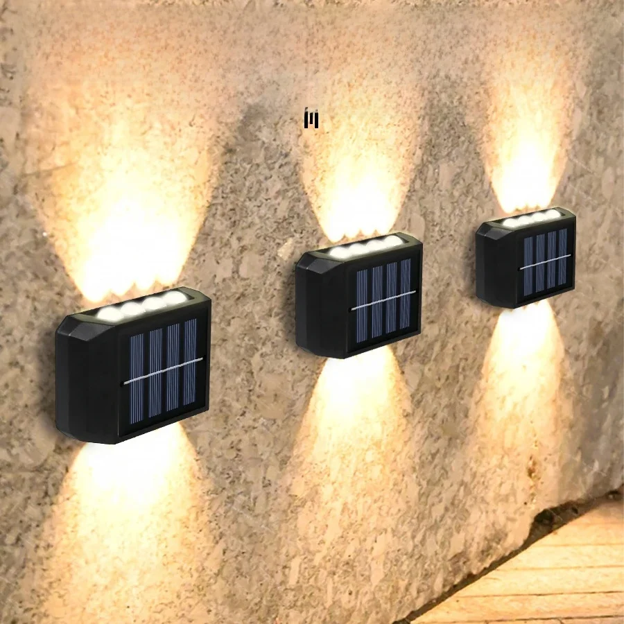 LED-licht op zonne-energie, waterdichte wandlamp voor buiten, schemering tot zonsopgang hek verlichting voor zomer tuin tuin veranda loopbrug camping thuis december - afbeelding 2
