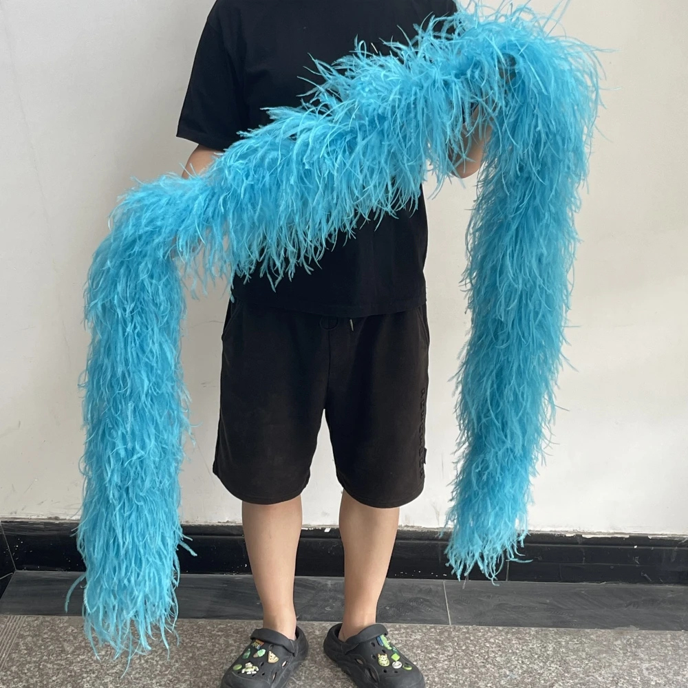 3 to 20 Ply High Quality Ostrich Feather Boa 2Meter Natural Ostrich Plumes Trims Scarf for Crafts Party Clothes Sewing Accessory