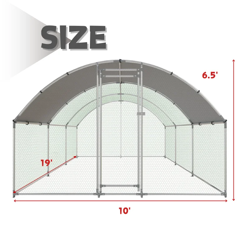 

19 × 10 × 6,5 футов Очень большой оцинкованный купол для курятника — водонепроницаемая клетка для птицы для курицы, утки, гусей, кроликов