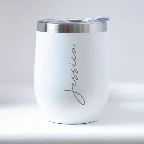 1pc Wine Tumbler Custom Name Engraved Stainless Steel Insulated Stemless Wine Cup, Bridesmaid Groomsman Wedding Gift for Friends