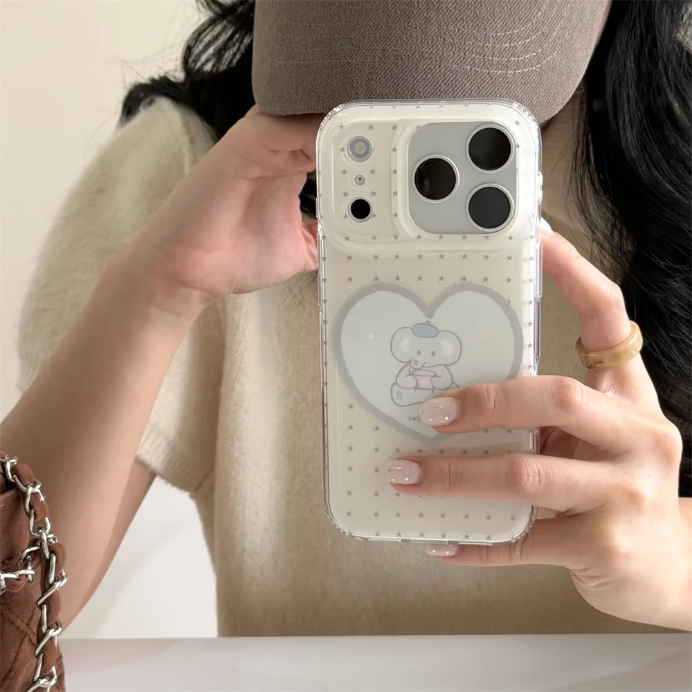 Nowe, kreatywne, urocze etui ochronne z miękką powłoką w kształcie gwiazdy i słonia, odpowiednie dla iPhone'a 17/13/14/15/16 Promax, pełne pokrycie, modne.