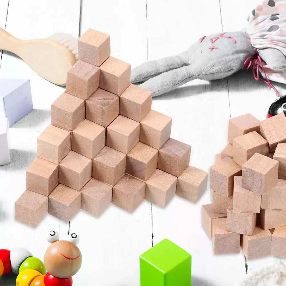 50/100 sztuk drewnianych kostek Małe drewniane klocki DIY Craft Blocks Puste kostki z litego drewna — zdjęcie 3