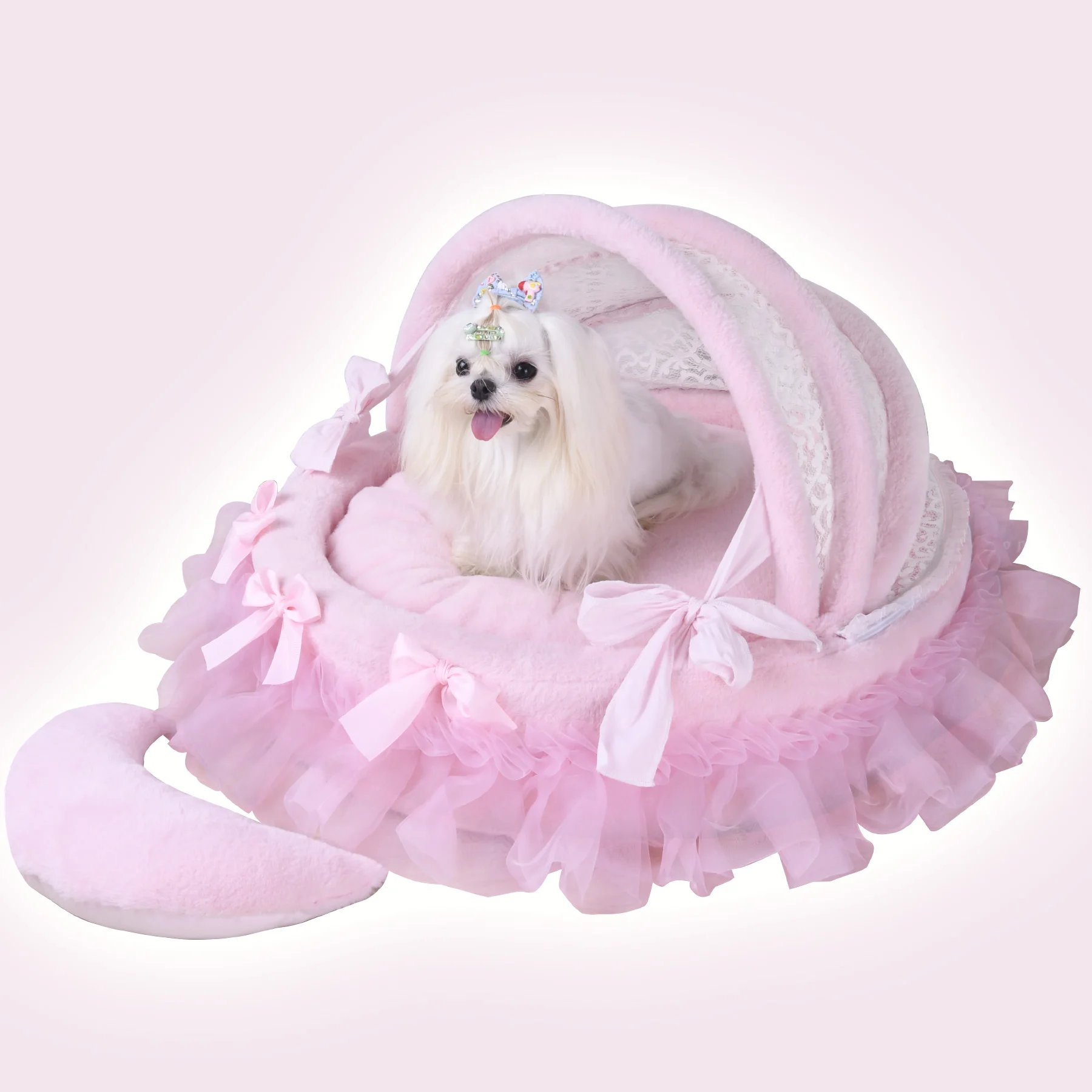 

Fluffy Winter Warm Cozy Dog Cat Pet Cradle Bed Sofa with Fleece Plush Fuzzy Velvet Puppy Kitten Princess Luxury Items Pink