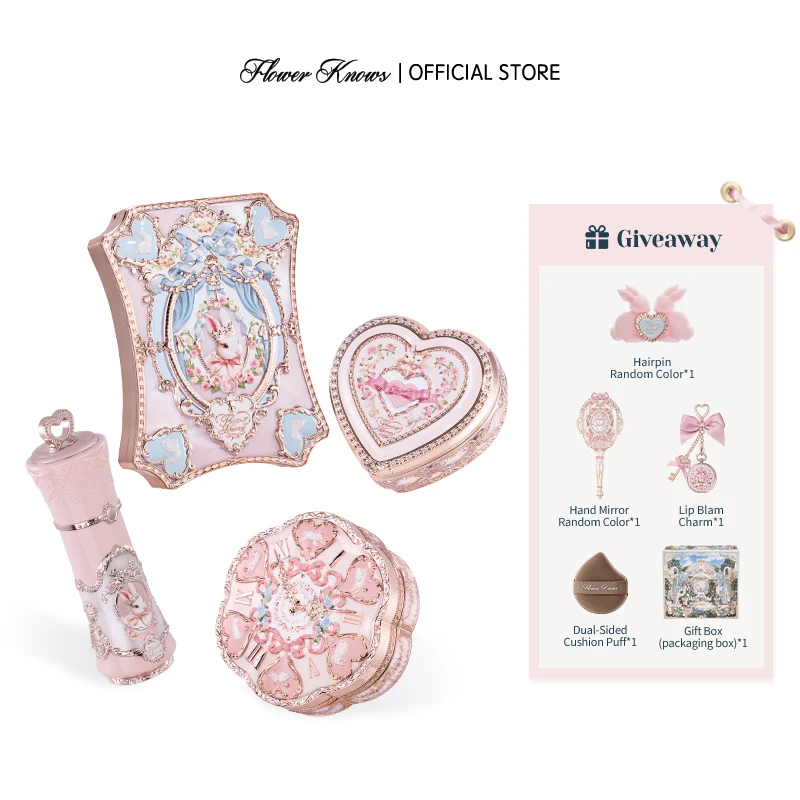 

[NEW]Flower Knows Bunny Garden Collection Gift Set includes makeup palette+lipstick+blush+cushion cream foundation