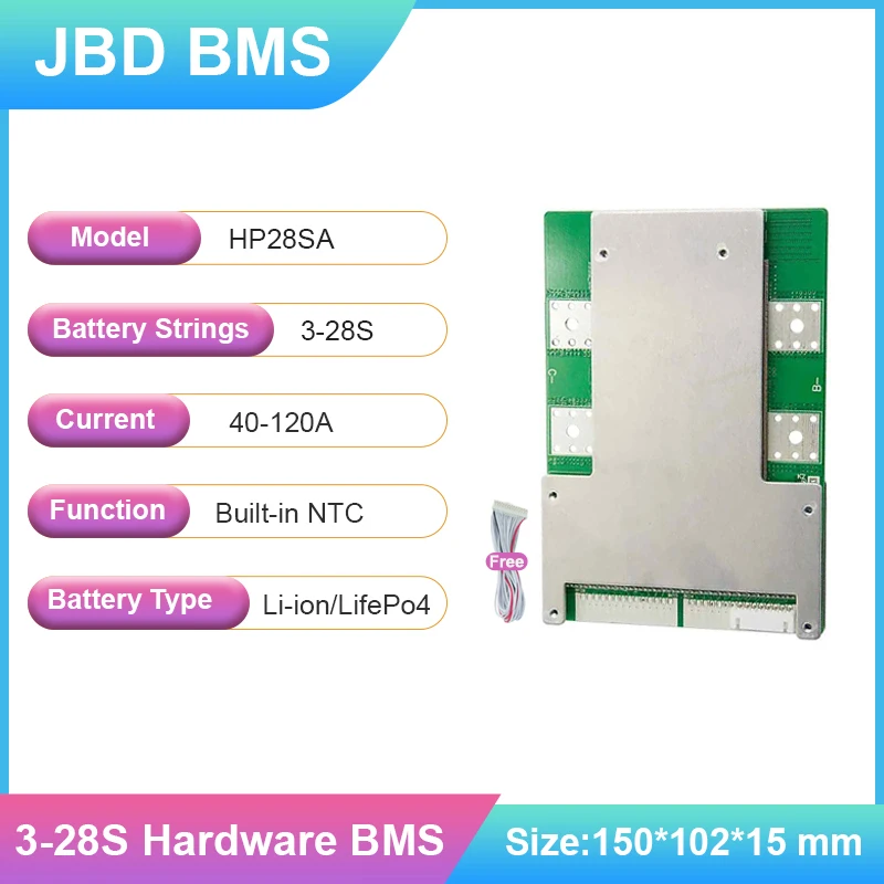 Jiabaida Battery Management Systems BMS For Lifepo4 48V 60V 72V 28S 24S 21S 20S 16S 14S 7S Li-ion 3.7V BMS 40A 60A 80A 100A 120A